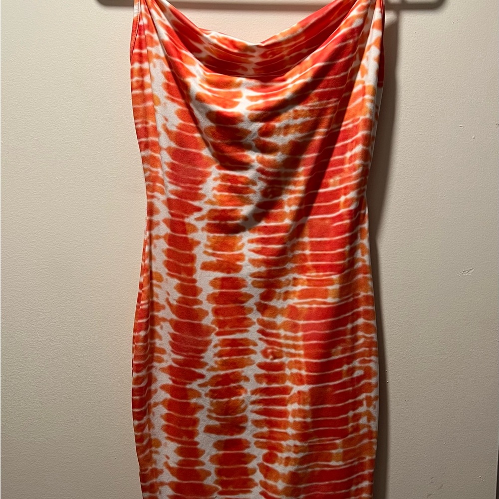 SHEIN Orange and White Dress